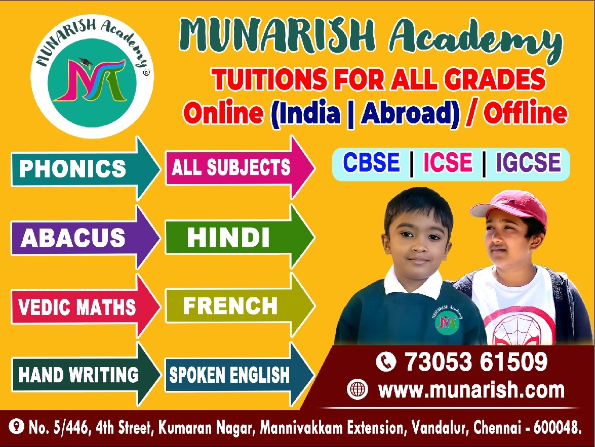MUNARISH Academy — tuitions for all grades, online and offline